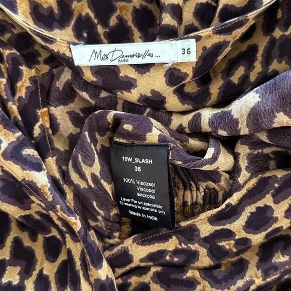Mes Demoiselles Slash Panther Leopard Print Animal Voile Jumpsuit French 36 US 4 - Picture 9 of 9